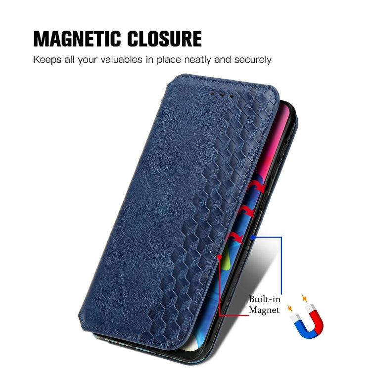 For Samsung Galaxy M10 Cubic Grid Pressed Horizontal Flip Magnetic Leather Case with Holder & Card Slots & Wallet