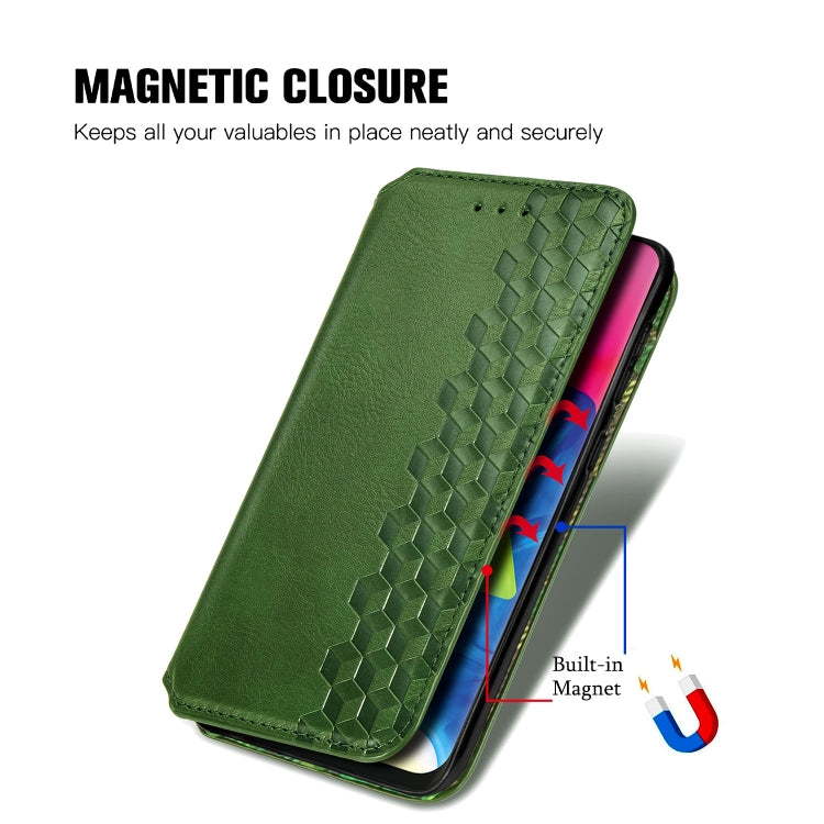 For Samsung Galaxy M10 Cubic Grid Pressed Horizontal Flip Magnetic Leather Case with Holder & Card Slots & Wallet