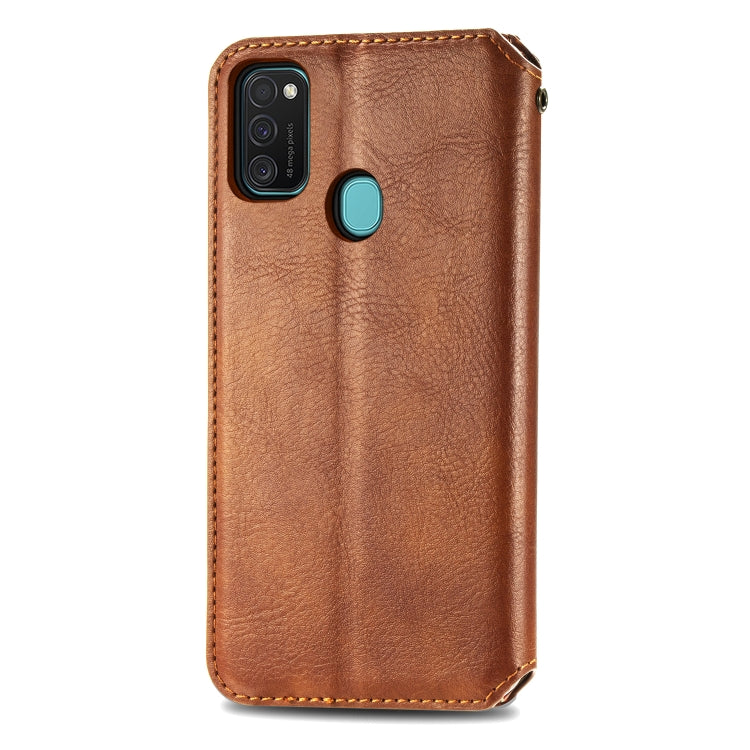 For Samsung Galaxy M21/M30s Cubic Grid Pressed Horizontal Flip Magnetic Leather Case with Holder & Card Slots & Wallet