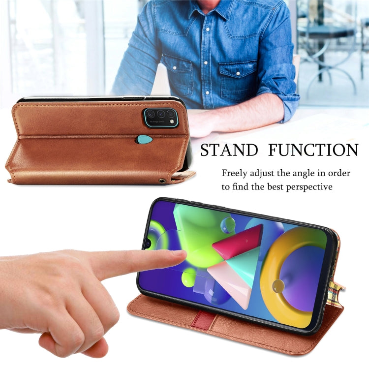 For Samsung Galaxy M21/M30s Cubic Grid Pressed Horizontal Flip Magnetic Leather Case with Holder & Card Slots & Wallet