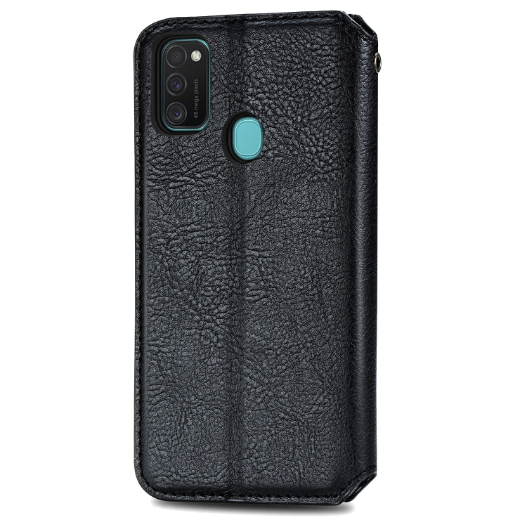 For Samsung Galaxy M21/M30s Cubic Grid Pressed Horizontal Flip Magnetic Leather Case with Holder & Card Slots & Wallet