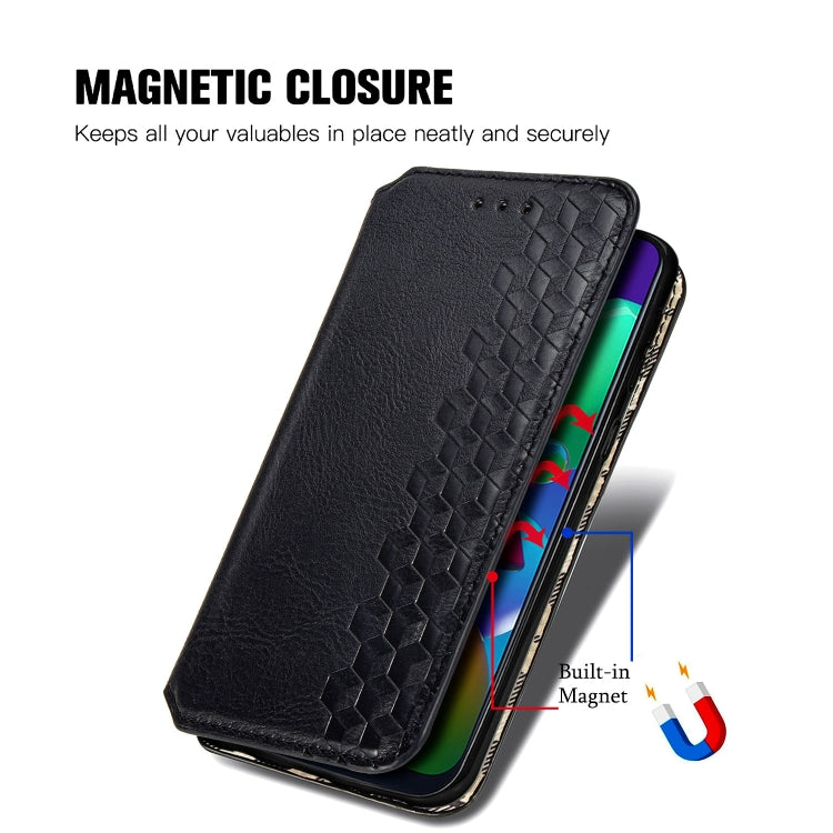 For Samsung Galaxy M21/M30s Cubic Grid Pressed Horizontal Flip Magnetic Leather Case with Holder & Card Slots & Wallet