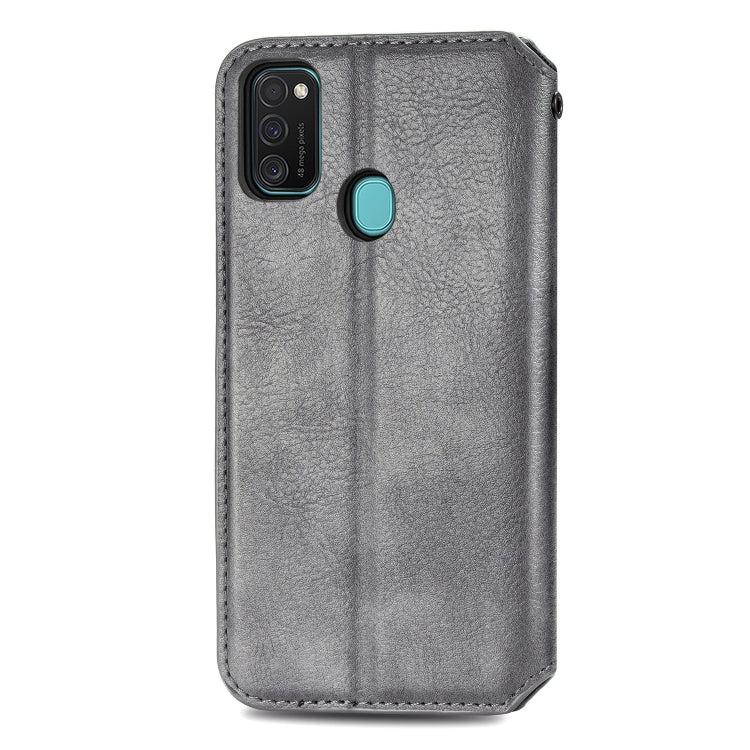 For Samsung Galaxy M21/M30s Cubic Grid Pressed Horizontal Flip Magnetic Leather Case with Holder & Card Slots & Wallet