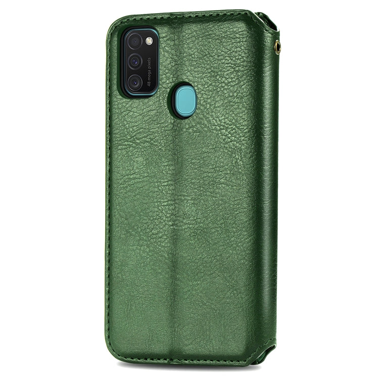 For Samsung Galaxy M21/M30s Cubic Grid Pressed Horizontal Flip Magnetic Leather Case with Holder & Card Slots & Wallet