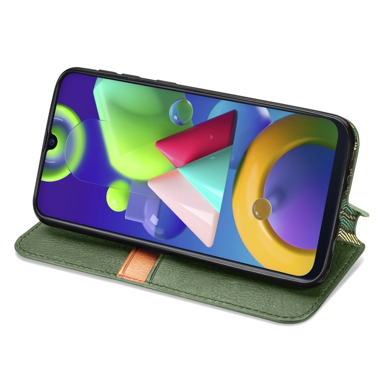 For Samsung Galaxy M21/M30s Cubic Grid Pressed Horizontal Flip Magnetic Leather Case with Holder & Card Slots & Wallet