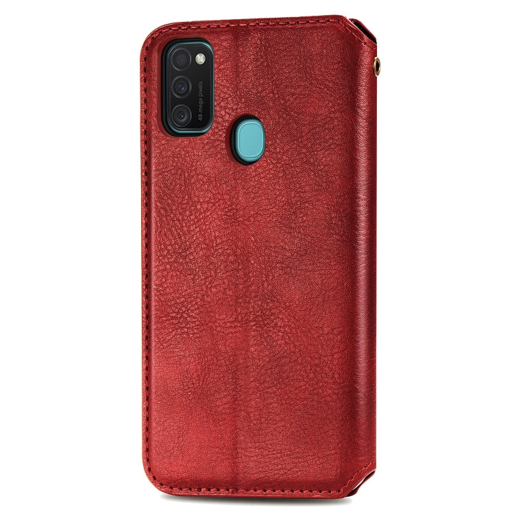 For Samsung Galaxy M21/M30s Cubic Grid Pressed Horizontal Flip Magnetic Leather Case with Holder & Card Slots & Wallet