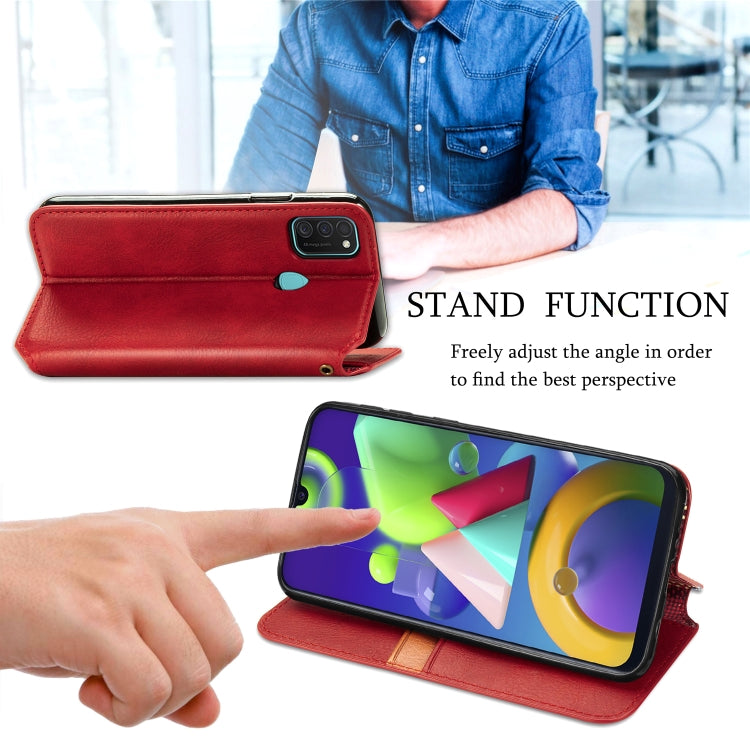 For Samsung Galaxy M21/M30s Cubic Grid Pressed Horizontal Flip Magnetic Leather Case with Holder & Card Slots & Wallet