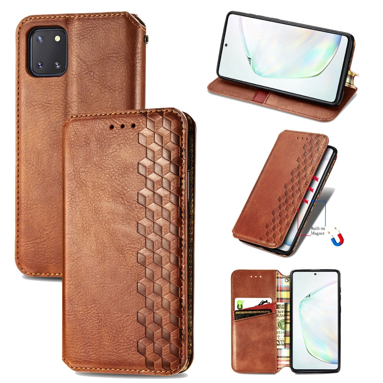 For Galaxy Note 10 Lite/A81/M60S Cubic Grid Pressed Horizontal Flip Magnetic Leather Case with Holder & Card Slots & Wallet