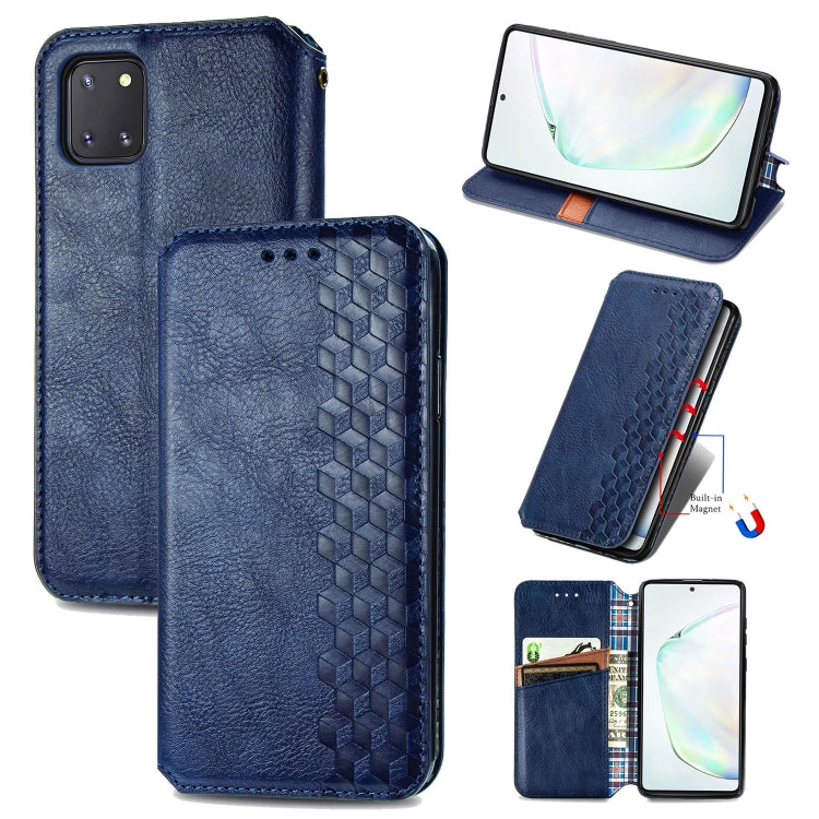 For Galaxy Note 10 Lite/A81/M60S Cubic Grid Pressed Horizontal Flip Magnetic Leather Case with Holder & Card Slots & Wallet