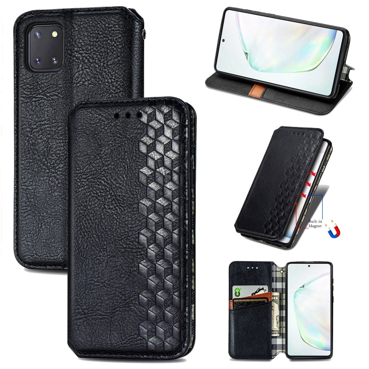 For Galaxy Note 10 Lite/A81/M60S Cubic Grid Pressed Horizontal Flip Magnetic Leather Case with Holder & Card Slots & Wallet
