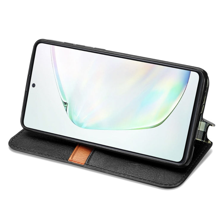 For Galaxy Note 10 Lite/A81/M60S Cubic Grid Pressed Horizontal Flip Magnetic Leather Case with Holder & Card Slots & Wallet