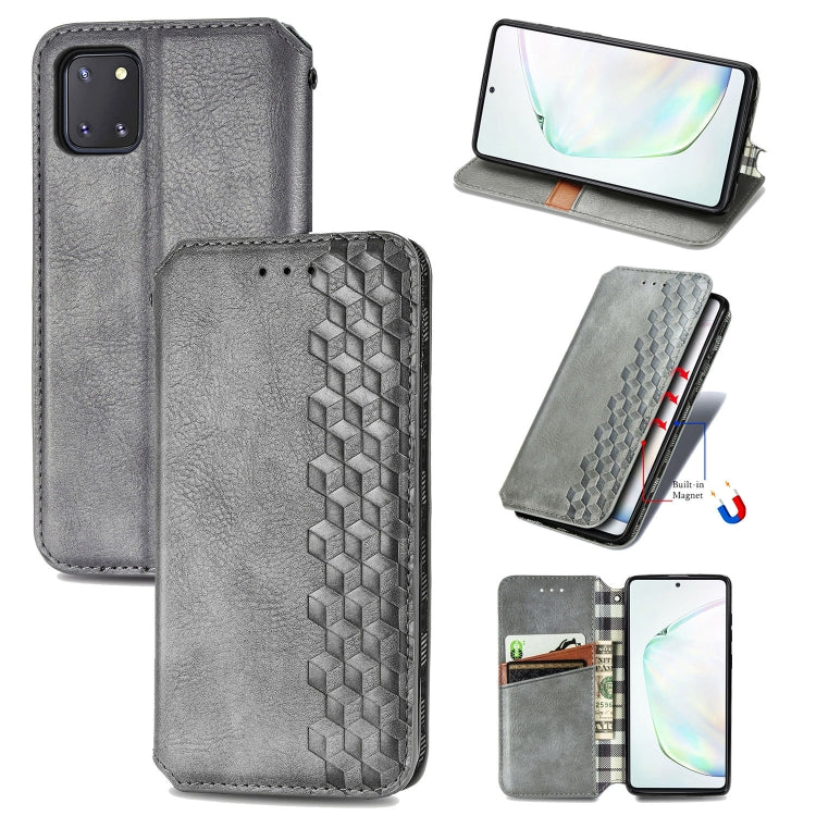 For Galaxy Note 10 Lite/A81/M60S Cubic Grid Pressed Horizontal Flip Magnetic Leather Case with Holder & Card Slots & Wallet