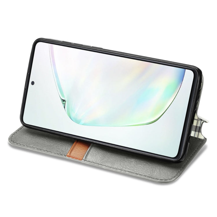 For Galaxy Note 10 Lite/A81/M60S Cubic Grid Pressed Horizontal Flip Magnetic Leather Case with Holder & Card Slots & Wallet