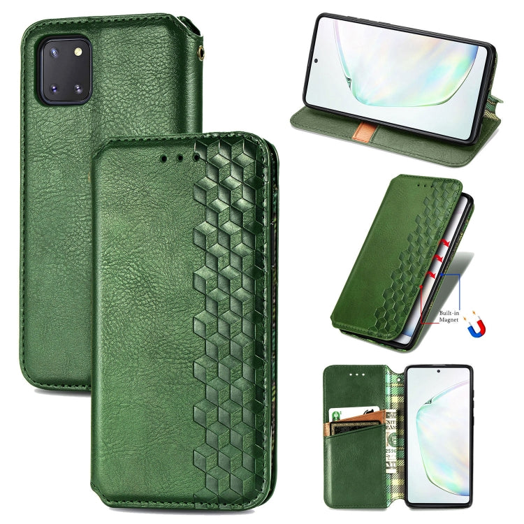 For Galaxy Note 10 Lite/A81/M60S Cubic Grid Pressed Horizontal Flip Magnetic Leather Case with Holder & Card Slots & Wallet