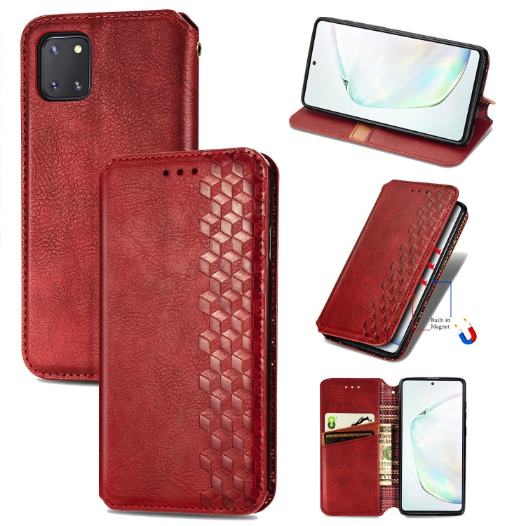 For Galaxy Note 10 Lite/A81/M60S Cubic Grid Pressed Horizontal Flip Magnetic Leather Case with Holder & Card Slots & Wallet