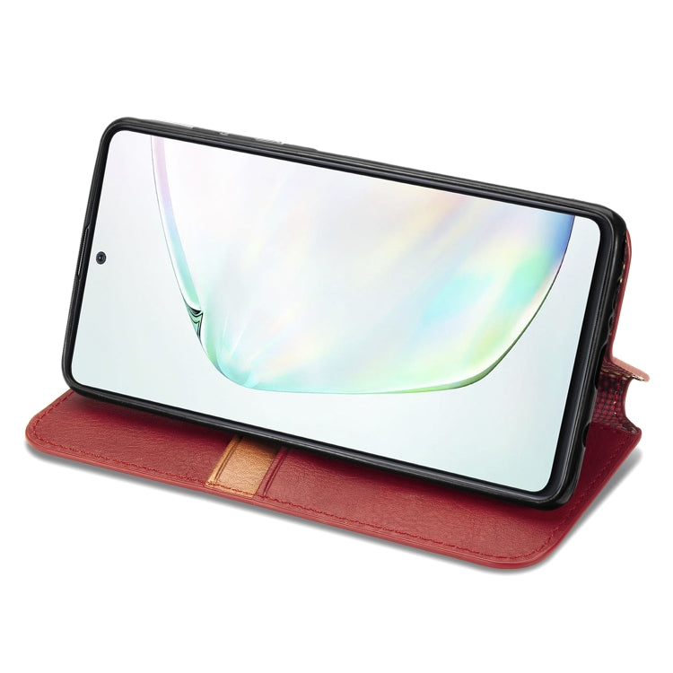 For Galaxy Note 10 Lite/A81/M60S Cubic Grid Pressed Horizontal Flip Magnetic Leather Case with Holder & Card Slots & Wallet