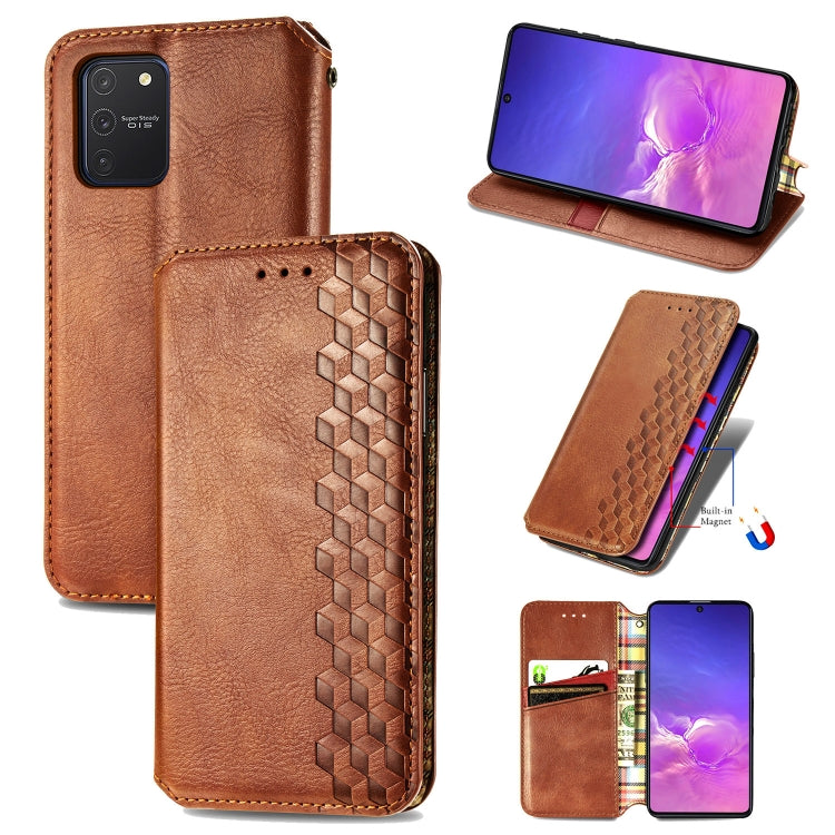 For Galaxy M80S/A91/S10 Lite Cubic Grid Pressed Horizontal Flip Magnetic Leather Case with Holder & Card Slots & Wallet