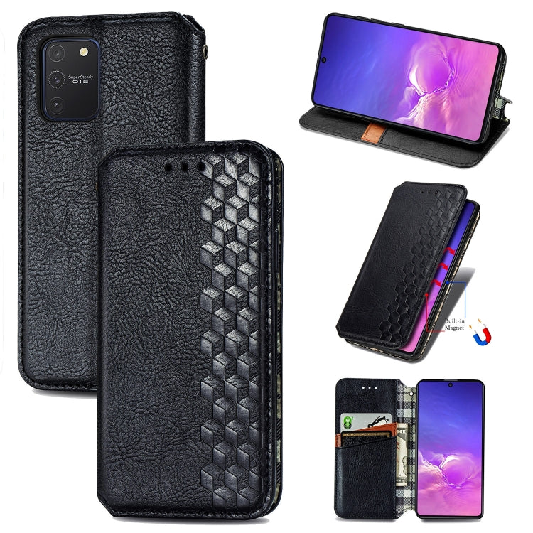 For Galaxy M80S/A91/S10 Lite Cubic Grid Pressed Horizontal Flip Magnetic Leather Case with Holder & Card Slots & Wallet