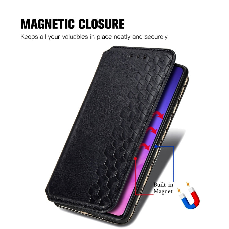 For Galaxy M80S/A91/S10 Lite Cubic Grid Pressed Horizontal Flip Magnetic Leather Case with Holder & Card Slots & Wallet