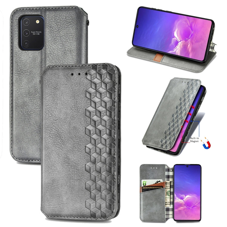 For Galaxy M80S/A91/S10 Lite Cubic Grid Pressed Horizontal Flip Magnetic Leather Case with Holder & Card Slots & Wallet