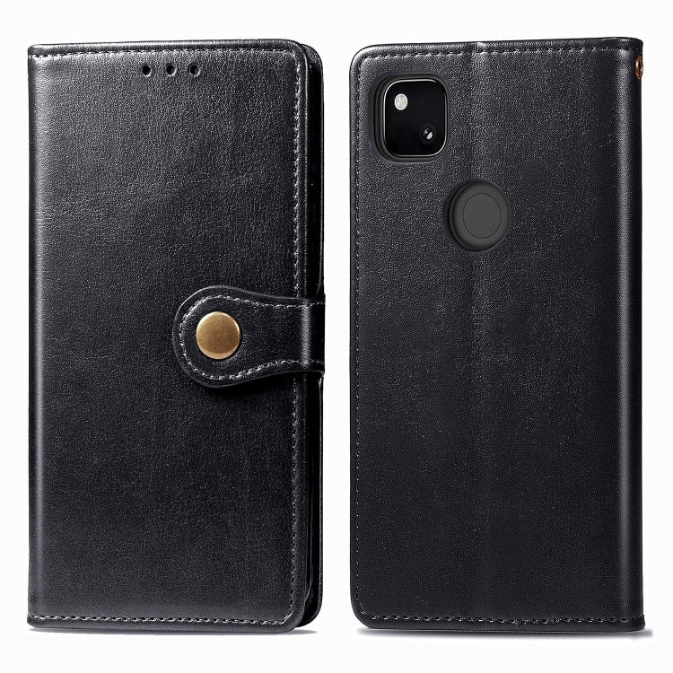 For Google Pixel 4A Retro Solid Color Leather Buckle Phone Case with Lanyard & Photo Frame & Card Slot & Wallet & Stand Function