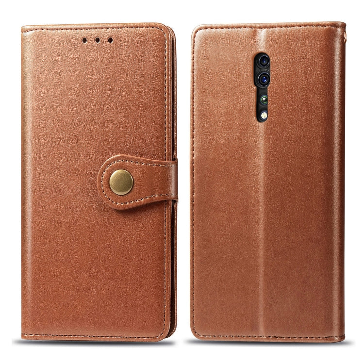For OPPO Reno Z Retro Solid Color Leather Buckle Phone Case with Lanyard & Photo Frame & Card Slot & Wallet & Stand Function