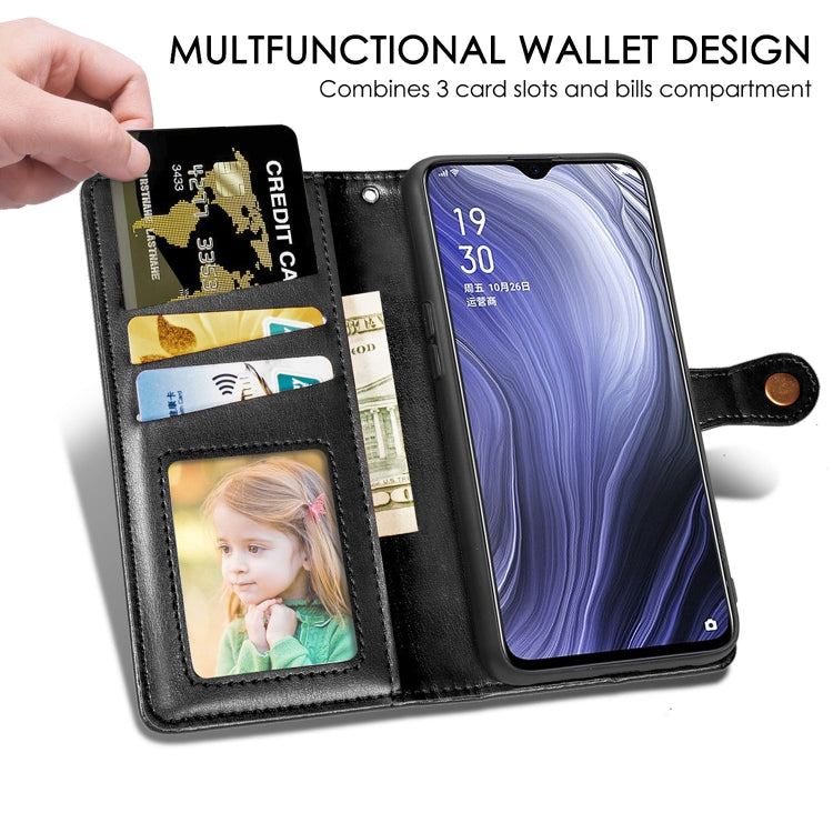 For OPPO Reno Z Retro Solid Color Leather Buckle Phone Case with Lanyard & Photo Frame & Card Slot & Wallet & Stand Function