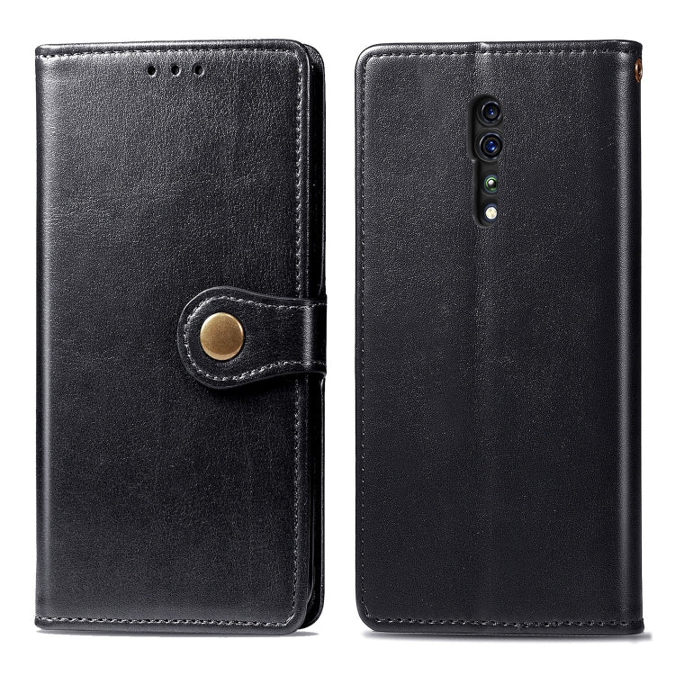 For OPPO Reno Z Retro Solid Color Leather Buckle Phone Case with Lanyard & Photo Frame & Card Slot & Wallet & Stand Function