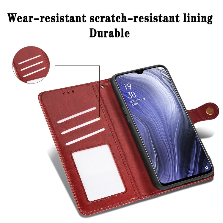 For OPPO Reno Z Retro Solid Color Leather Buckle Phone Case with Lanyard & Photo Frame & Card Slot & Wallet & Stand Function