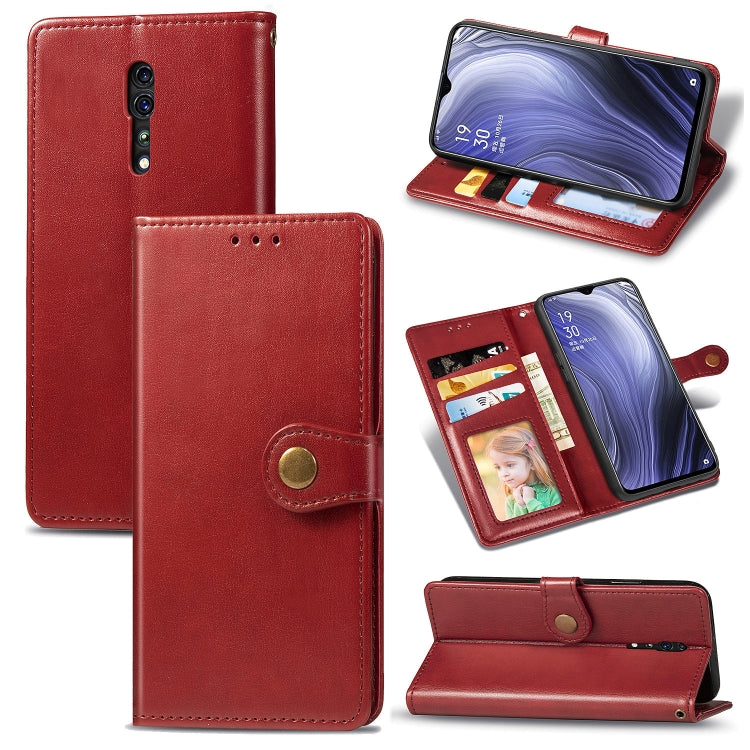 For OPPO Reno Z Retro Solid Color Leather Buckle Phone Case with Lanyard & Photo Frame & Card Slot & Wallet & Stand Function
