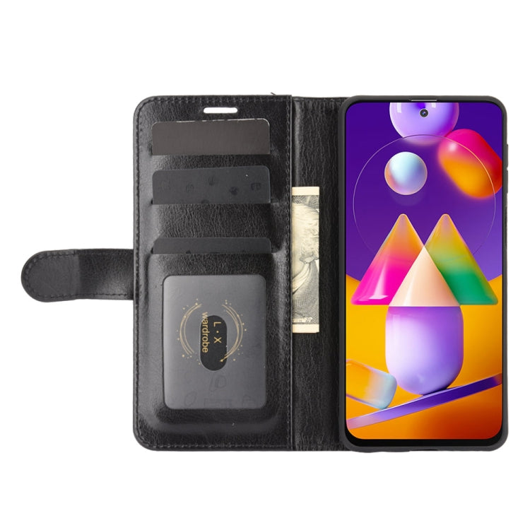 For Samsung Galaxy M31s R64 Texture Single Horizontal Flip Protective Case with Holder & Card Slots & Wallet & Photo Frame