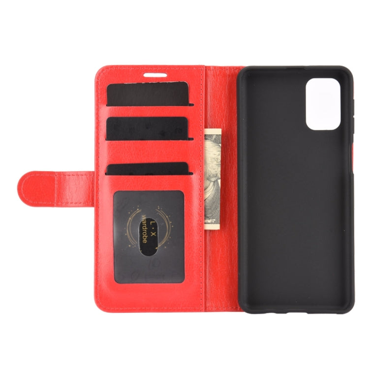 For Samsung Galaxy M31s R64 Texture Single Horizontal Flip Protective Case with Holder & Card Slots & Wallet & Photo Frame