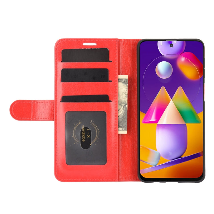 For Samsung Galaxy M31s R64 Texture Single Horizontal Flip Protective Case with Holder & Card Slots & Wallet & Photo Frame