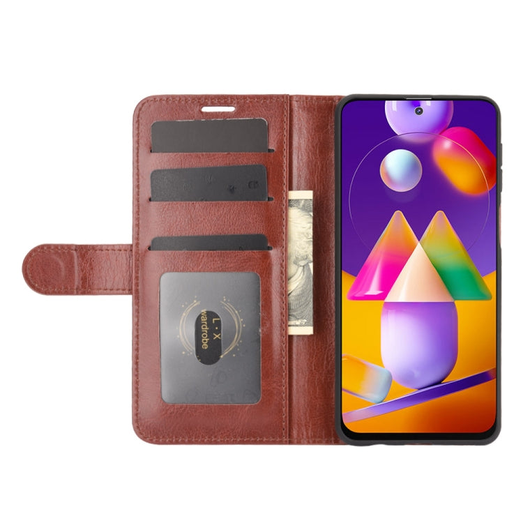 For Samsung Galaxy M31s R64 Texture Single Horizontal Flip Protective Case with Holder & Card Slots & Wallet & Photo Frame