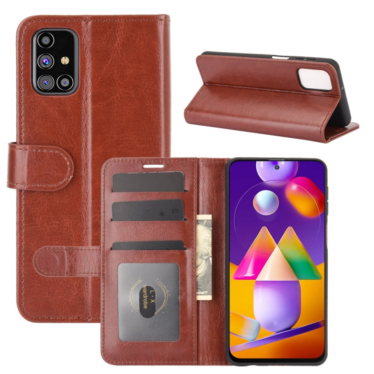 For Samsung Galaxy M31s R64 Texture Single Horizontal Flip Protective Case with Holder & Card Slots & Wallet & Photo Frame