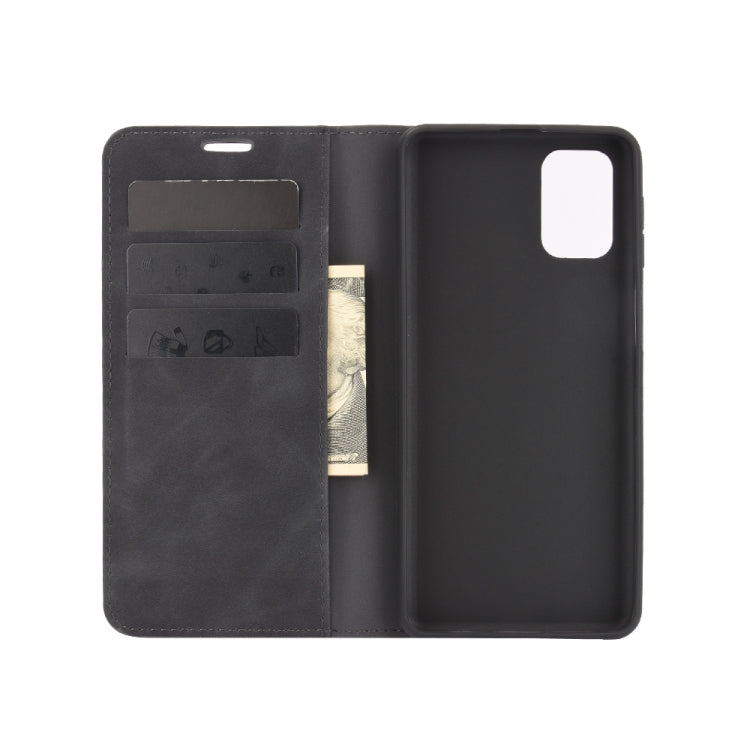 For Samsung Galaxy M31s Retro-skin Business Magnetic Suction Leather Case with Holder & Card Slots & Wallet