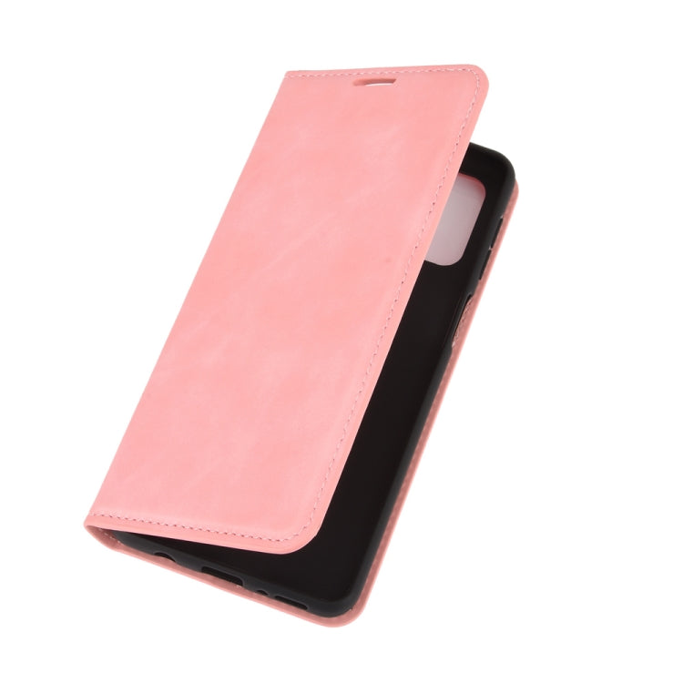 For Samsung Galaxy M31s Retro-skin Business Magnetic Suction Leather Case with Holder & Card Slots & Wallet