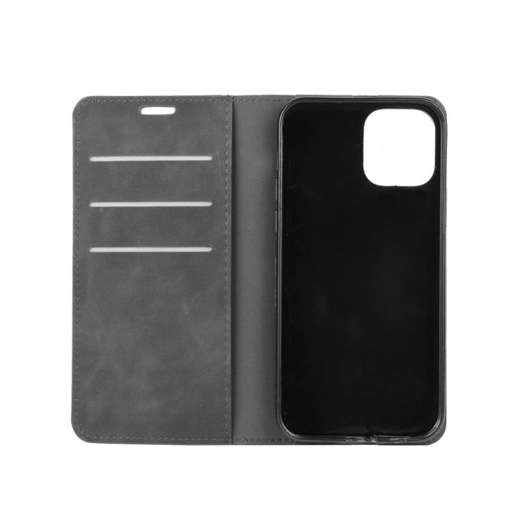 For iPhone 12 Pro Max Retro-skin Business Magnetic Suction Leather Case with Holder & Card Slots & Wallet