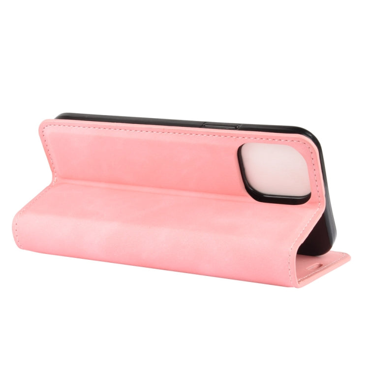 For iPhone 12 Pro Max Retro-skin Business Magnetic Suction Leather Case with Holder & Card Slots & Wallet