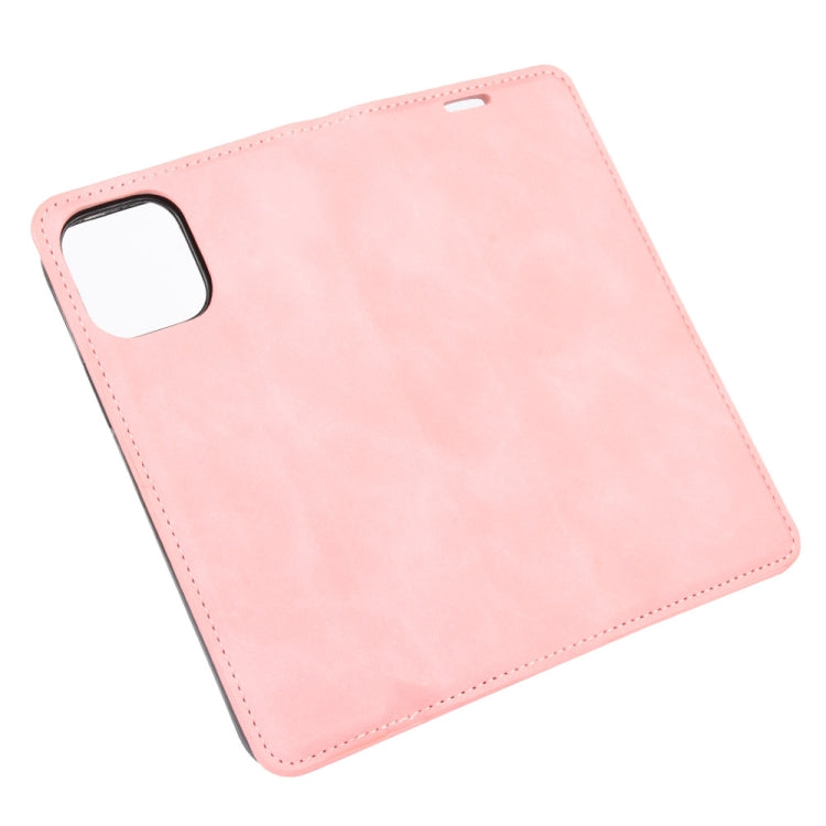 For iPhone 12 Pro Max Retro-skin Business Magnetic Suction Leather Case with Holder & Card Slots & Wallet