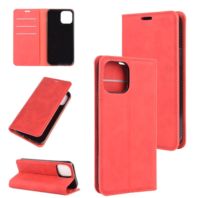 For iPhone 12 Pro Max Retro-skin Business Magnetic Suction Leather Case with Holder & Card Slots & Wallet