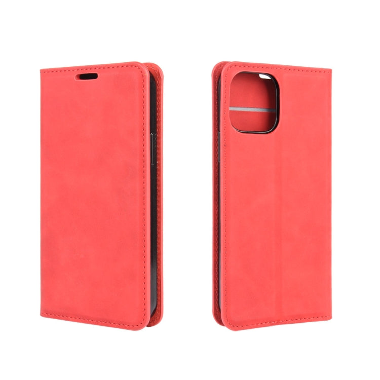 For iPhone 12 Pro Max Retro-skin Business Magnetic Suction Leather Case with Holder & Card Slots & Wallet