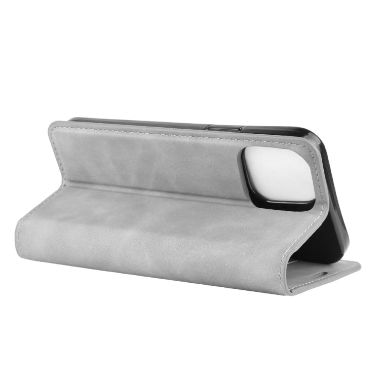 For iPhone 12 mini Retro-skin Business Magnetic Suction Leather Case with Holder & Card Slots & Wallet