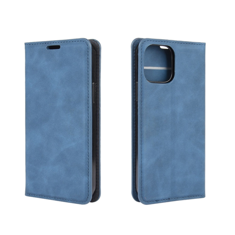 For iPhone 12 mini Retro-skin Business Magnetic Suction Leather Case with Holder & Card Slots & Wallet