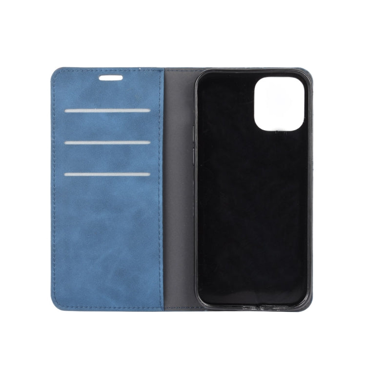 For iPhone 12 mini Retro-skin Business Magnetic Suction Leather Case with Holder & Card Slots & Wallet
