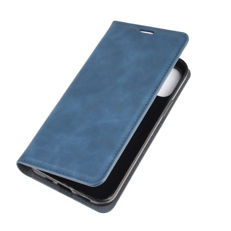 For iPhone 12 mini Retro-skin Business Magnetic Suction Leather Case with Holder & Card Slots & Wallet