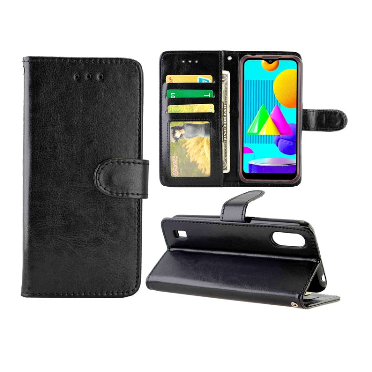 For Samsung Galaxy M01 Crazy Horse Texture Leather Horizontal Flip Protective Case with Holder & Card Slots & Wallet & Photo Frame