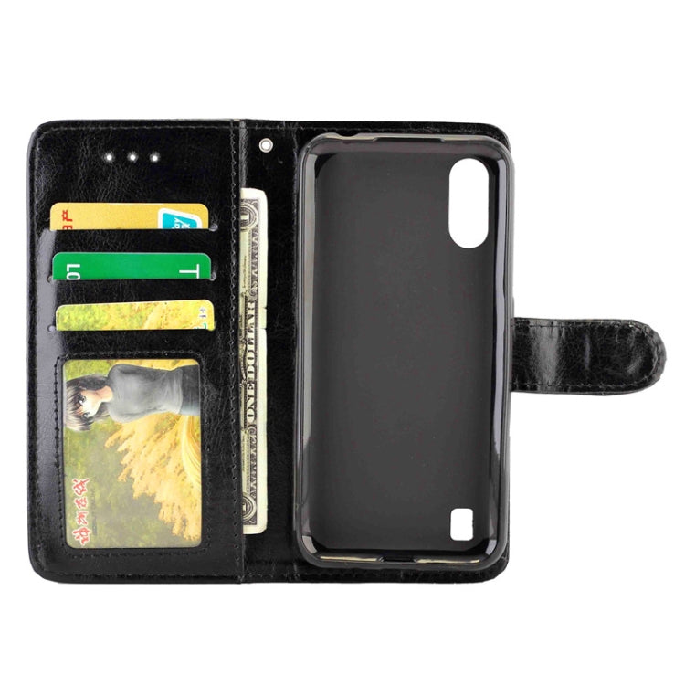 For Samsung Galaxy M01 Crazy Horse Texture Leather Horizontal Flip Protective Case with Holder & Card Slots & Wallet & Photo Frame