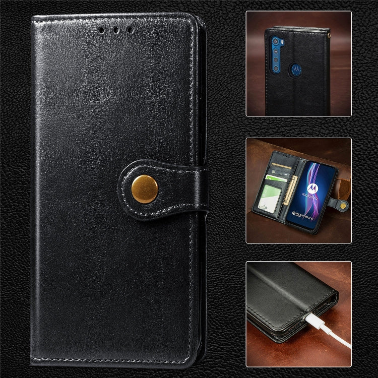 For Motorola One Fusion Plus Retro Solid Color Leather Buckle Phone Case with Lanyard & Photo Frame & Card Slot & Wallet & Stand Function