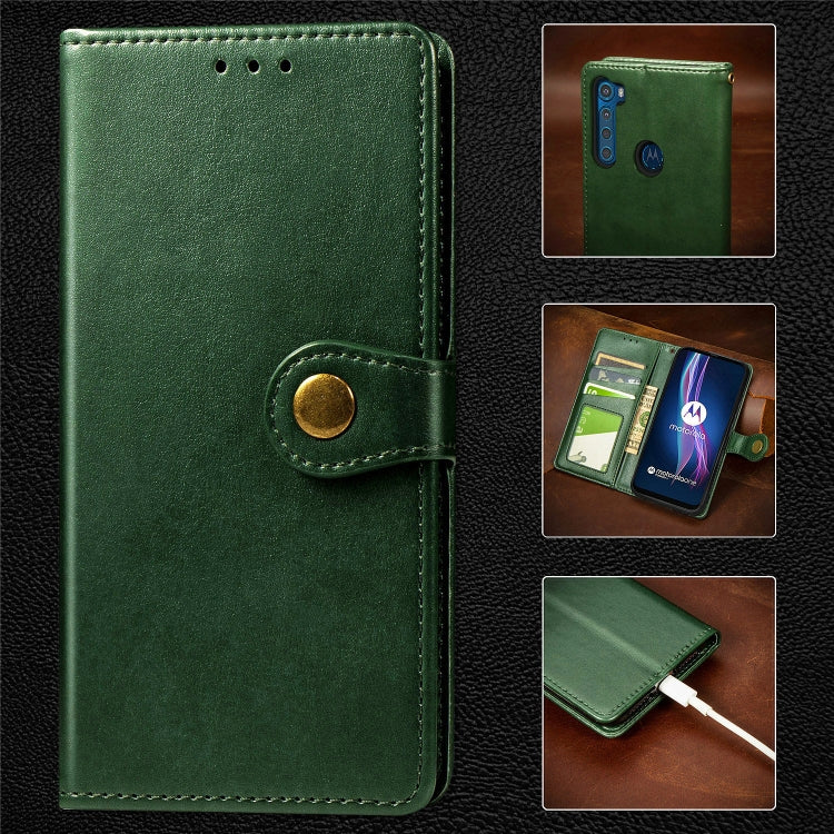 For Motorola One Fusion Plus Retro Solid Color Leather Buckle Phone Case with Lanyard & Photo Frame & Card Slot & Wallet & Stand Function